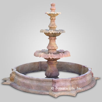 Adela™ - marble rose brown three layer fountain with surround