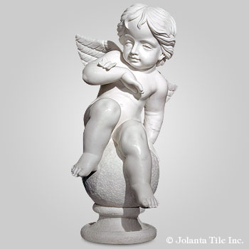 Butterfly Boy™ - marble white cherub and his buttefly