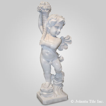 Cathetel Cherub™ - marble white cherub and his flower