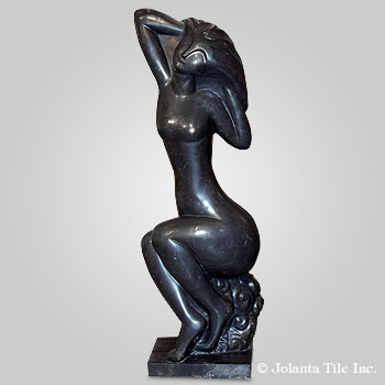 Contented™ - marble black modern sculpture