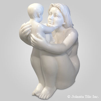 Mother's New Baby™ - marble white modern sculpture