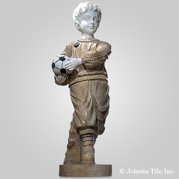 Soccer Boy™ - marble multicolor of boy with his soccer ball