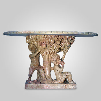 Stealing Apples™ - marble yellow table with children and apples decor