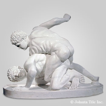 The Wrestlers - marble white historical sculpture