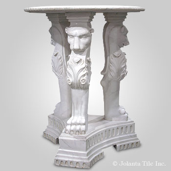 Three Legged Lions™ - marble white carved table