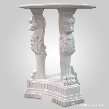 Three Legged Lions™ - marble white carved table